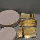 YOUBET 125Pcs Pink Plastic Plates with Gold Rim - Scalloped Plastic Plates Set Includes 25 Dinner, 25 Dessert Plate, 75 Gold Silverware for 25Geusts for Wedding Birthday Baby Shower Mothers Day