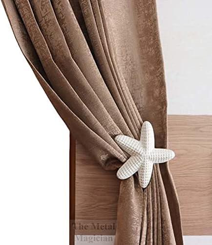 The Metal Magician Metal Nautical Starfish Curtain Holdback & Curtain Holder for Home, Bedroom & Office (Starfish Set of 2)