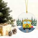 2 x 2025 Christmas Ornaments Gifts, Christmas Tree Decoration Acrylic Ornament, School Bus Christmas Decorative Hanging Sign for School Driver Teachers (School Bus)