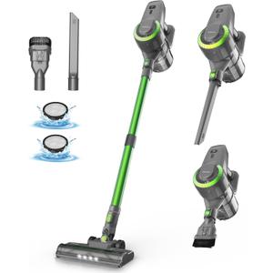 DEVOAC N300 Cordless Vacuum Cleaner, 6 in 1 Lightweight Stick Vacuum, 2200mAh Battery Up to 40mins Runtime, Powerful Handheld Vacuum for Hard Floor Rug Pet Hair Home Dorm (Cyan)
