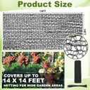 Bird Netting for Garden 14 x 14 ft Garden Netting with 1/4 Inch Mesh Heavy Duty Gardening Protection Mesh for Fruits, Vegetables, Trees, Flowers, Deer, Shields Plants from Birds