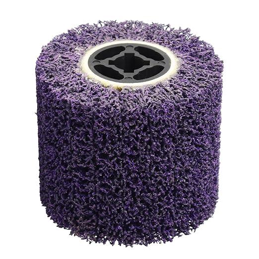 Rocaris 36 Grit Abrasive Drawing Wheel Drum, 4.5"×4" Wire Drawing Polishing Burnishing Wheels, Buffing Wheels for Wood Metal Surface Polishing, Purple