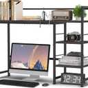 HavenlyYouth Desk Shelf, 38.6 Inch Wood Desk Organizer Shelf for Computer Monitor, Desk Hutch Storage, Desktop Shelf for Top of Desk, 3 Tier Desktop Bookshelf for Home Office Dorm, Black