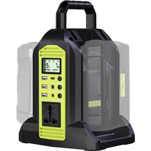 350W Power Inverter for Ryobi 40V Li-ion Battery, OP401 2-Port 40V to 120V Pure Sine Wave Inverter with LED Light, 3 USB-A Port, 1 USB-C Port, 1 DC Port, Power Station for Camping Emergency(Tool Only)