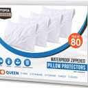 Utopia Bedding 80 Pack Waterproof Pillow Protectors with Zipper Queen Size (White), Bed Bug and Dust Mite Proof Pillow case Covers, Moisture Wicking Pillow Encasements 20 x 28 Inches