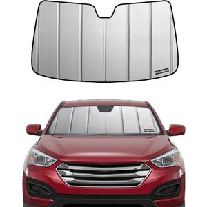 Pigenius Windshield Sunshade for Hyundai Santa Fe 2013-2018 Santa Fe XL 2019, Premium Grey Leather Finish