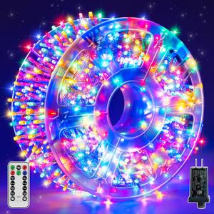 Guhope Christmas String Lights Indoor 1200LED 196FT, Waterproof Outdoor String Lights with Remote and Timer, 8 Modes Dimmable Christmas Lights for Indoor Outdoor Party Holiday Decorations (Multicolor)