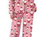 Arshiner Pajamas Set for Girls Plaid Long Sleeve Lounge Set Button Down Pj Sets (7-8 Years, Pink Christmas)