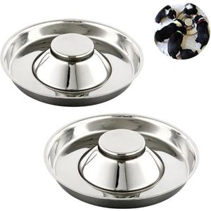 YUDANSI Stainless Steel Puppy Weaning Bowls, Cat Bowls for Food Water, Multiple Puppies Feeder Whelping Dishes, Litter Feeding Station Pans for Small Dogs Cats Eating at Same Time-Small Medium Large Size (10.2in-2pcs)