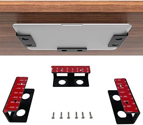 IFCASE Under Desk Laptop Mount with Adhesive & Screw in, Hard Aluminum Under Desk Shelf Holder for Laptop, Mac mini, MacBook, Keyboard with Anti-Scratch Silicone (Black)
