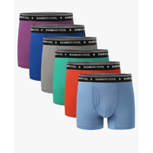 BAMBOO COOL Boys' Underwear Moisture-Wicking Brethable Boxer Briefs Soft Lightweight Tag-Free with Fly Pouch 6-Pack, Large