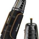 Golf Travel Bag for Airlines with Carbon Fiber Look Hard Top, Protective Club Traveling Cover with Wheel, Golf Club Carrier Case for Airplanes, Thick Padding, Durable Zippers, 2 Spacious Side Pockets