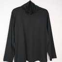 Susan Graver Blouse Womens Size 1X Black Polyester Liquid Knit Cowl Neck Stretch Medium