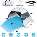 Large 3-4 Person Beach Tent - UPF 50+ Anti-UV, Easy Setup with Extended Floor & Mesh Windows, Portable for Camping Fishing