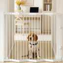 No Pawblems Retractable Safty Gate, Metal Adjustable Dog Gate for Doorways, Stairs & Hallways, Expands to 45" Wide, 36" Tall Gate, Auto Retract Design, No Bottom Bar, White