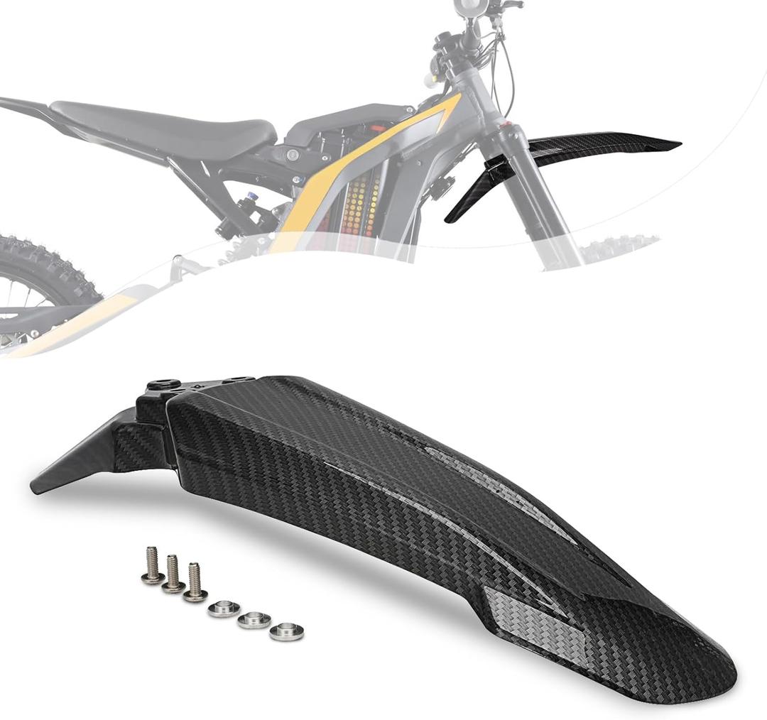 JFG RACING Front Fender for Ebike,Motorcycle Mudguard Mud Guard for Tutti ICT/Dirt Bike Surron Light Bee X and S/X160/X260 (Not Fits RST Fork) (Imitation carbon fiber)