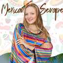 Yahenda 5 Pcs Mexican Costumes Women Serape Poncho Straw Sombrero Headbands 3 Necklace Cinco de Mayo Outfit Colorful