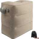 1 Pack Inflatable Travel Foot Pillow,Inflatable Leg Pillow Outdoor Stool, Adjustable 3 Layers Height Leg Rest Pillow for Airplane, Office, Home, Trains, Cars (1Pack Grey)