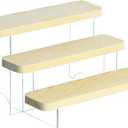 Figure Display Stand Acrylic Display Riser for Collectibles, Wood Tiered Display Shelf Organizer for Products (A-3Tier-7.87inch)