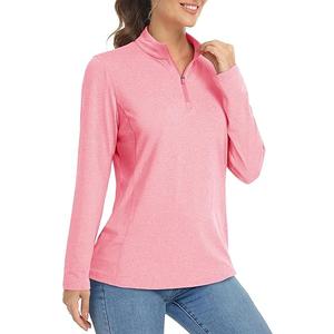 MAGCOMSEN Sun Shirt Women Long Sleeve Quick Dry Lightweight Athletic Pullover Golf Hiking Athletic Workout Tops Pink S