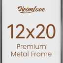 Heimlove 12x20 Metal Picture Frame,Black Aluminum Photo Frames-Real Tempered Glass,Wall Gallery Poster Puzzles Artwork frame Mounting Horizontally or Vertically Decor for Wall-1Pack