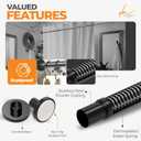 Black Shower Curtain Rod Spring Tension, Stainless Steel Tension Curtain Rods No Drilling Required, Rust Free Shower Rods for Bathroom, Non-Slip Shower Tension Rod, Adjustable Curtain Rod (28 - 74)