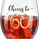 Patelai 60th Birthday Gifts for Women Men, 17 oz, Birthday Wine Glass Present Anniversary Glasses for 60th Party Wedding Anniversary Decorations(Cheers to 60 Years)