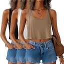 Huukeay 3 Pack Women's Cotton Crop Tops Sleeveless Scoop Neck Loose Fit Tank Tops Cropped Workout Tanks Summer Basic Shirts size S