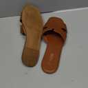Rihero Women's Dressy Flat Sandals Comfortable Slip On Leather Slide Sandals, Size 9
