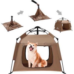 Outdoor Waterproof Pet Automatic Camping Tent, Pop up Cave Bed for Indoor Cats and Small Dogs, Portable Cat House Dog House, Brown.