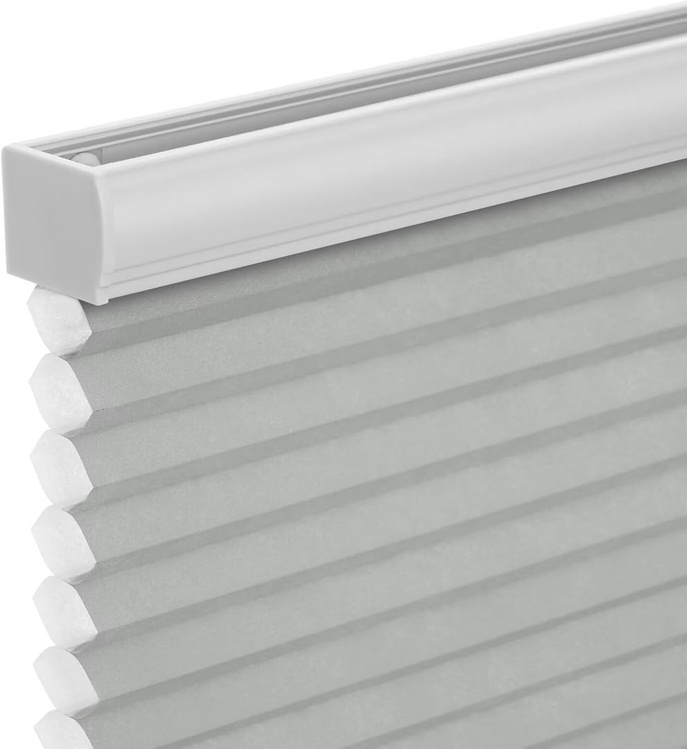 Changshade Cordless Cellular Shades, Light Filtering Honeycomb Shades for Windows, Pull Down Pleated Blinds, Easy to Install for Indoor Windows and French Doors,24" W x 64" H, Grey