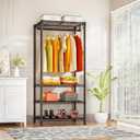 Ulif H4 Mini Portable Closet, 4 Tiers Freestanding Clothing Garment Rack for Small Space, Metal Clothes Wardrobe System for Bedroom, 23.6" W x 14" D x 76.4" H, Load 502 lbs, Black