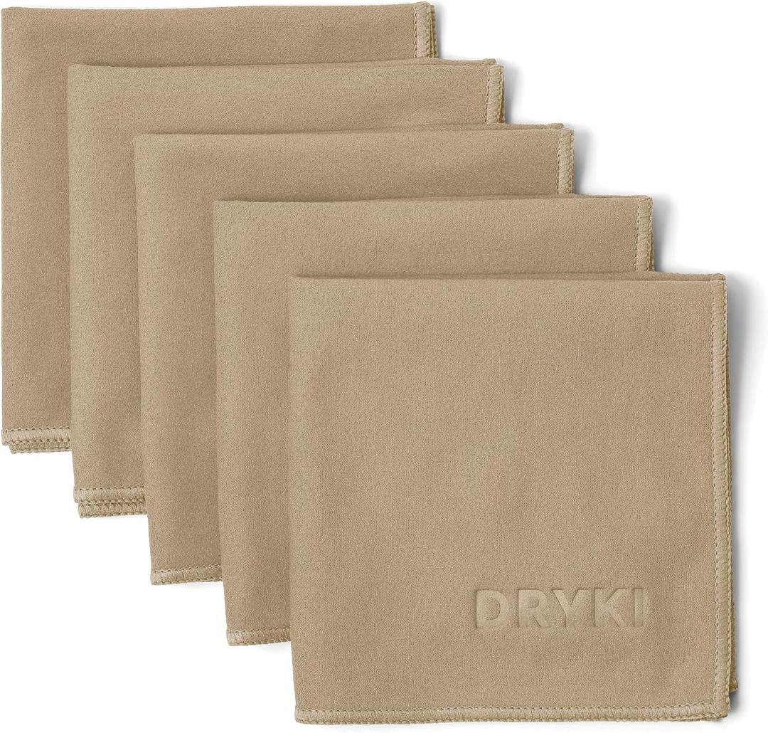 Sweat Absorbing Handkerchiefs - The Original Pocket-Sized Sweat Towels - Quick-Dry Microfiber Sweat Rags for Face, Hands, & Body - Men & Women - Gym, Sports, and Work (Tan: 5 Pack) (10" x 10")