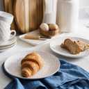 LE TAUCI Plates and Bowls Sets for 4, 12 Piece Ceramic Dinnerware Sets, Modern Stoneware Kitchen Dish Set, Chip Resistant, Microwave & Dishwasher Safe, Embossed, Arctic White