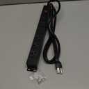 Metal Wall Mount Power Strip, Mountable Power Outlet with 6 AC Outlets, Aluminum Alloy Mount Power Socket with Switch, 6 FT SJT 3/C 14AWG Power Cord, 15A 125V 1875W (6AC) Black