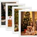 5x7 Picture Frame Set of 4, White Beaded Photo Frames Display Pictures 5x7 without Mat, Multi Photo Frames Collage for Wall or Tabletop Decor