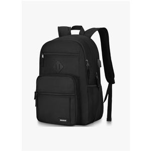 Black Backpack for Men and Women, Backpack for School Teens Boys and Girls, Lightweight Casual High School Bookbag, Daily-use Travel Laptop Backpack with USB Charging Port Fits 17.3 Inch Notebook
