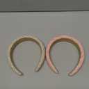 Tweed Plaid Padded Headbands for Women, Girls, Teens (Pink and Beige, 2 Pack)
