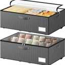 Dayacoco Underbed Storage with Wheels, 2 Pack Under Bed Storage Containers with Clear Lids, No Assembly Required 10.1 inch Rolling Under Bed Storage for Clothes, Grey