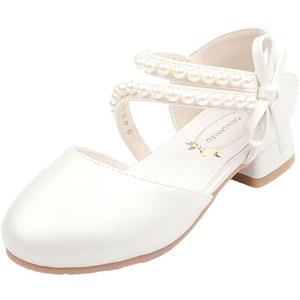 SYUKEKEYA Girls Dress Shoes Mary Jane Flower Girl Low Heels Princess Shoes for Wedding Party 5544 Size 32
