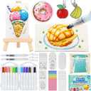 56 pcs Magic Foam Texture Painting Kit, 3D Puffy Paint Kit Including 32 Pcs Magic Foam Paper, 12 Colors Brush Tip Acrylic Paint Markers, Diy Painting Gifts For Boys And Girls' Birthday Parties