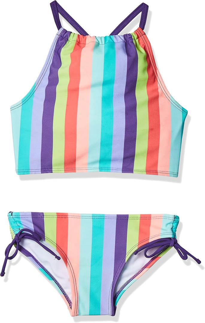 Kanu Surf Girls' Daisy UPF 50+ Beach Sport Halter Tankini 2-Piece Swimsuit (14, Vera Purple)