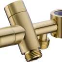 Brushed Gold Shower Arm Diverter with Hand Shower Mount, G1/2 Brass Shower Diverter Valve Bathroom Universal Shower System Replacement for Handheld Shower and Fixed Shower Head