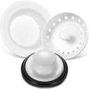 Mudder 3 Pcs Kitchen Sink Drain Strainer and Stopper Stainless Steel Garbage Disposal Plug with Handle Universal Anti-Clogging Kitchen Sink Filter Sieve Basket Strainer (White)
