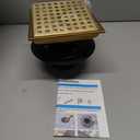 6 Inch Square Shower Floor Drain with Flange,Quadrato Pattern Grate Removable,Food-Grade SUS 304 Stainless Steel,Brushed Gold