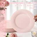 IOOOOO10 Inch Pink Plastic Plates, 100 Count Pink Plastic Dinner Plates,Disposable Heavy Duty Dinner Plates,Premium Hard Gold Disposable Plates for Party, Weddings & Events