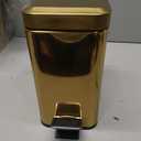 mDesign Slim Metal Rectangle 0.8 Gallon Trash Can with Step Pedal, Easy-Close Lid, Removable Liner - Narrow Wastebasket Garbage Container Bin for Bathroom, Bedroom, Kitchen, Office - Soft Brass