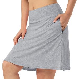 Women Skorts Skirts with Zipper Pockets,Athletic Golf Tennis Swim Skirts with 20" Knee Length for Women (Grey, Large)