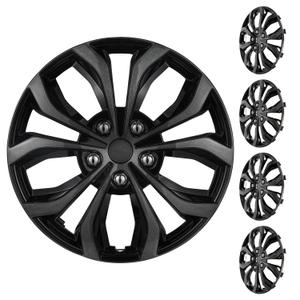 XLAVTIY 16 Inch Universal Hubcaps, Silver & Black Snap-On Wheel Covers, Compatible with Most Standard Steel Wheels, Cars Sedans & SUV, Set of 4 (Silver and Black)