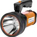 Rechargeable Searchlight Handheld LED Tactical Flashlight with Handle Spotlight 6000 Lumens High-Power Super Bright Torch with USB Output Torch (Gold)